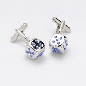 Cufflinks - Swarovski Crystals Sapphire Dice